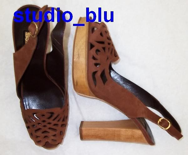 BIBA Brown Suede Lattice Platform Slingback Shoes 41 11  