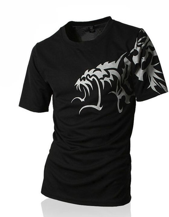 Mens COMPRESSION Shirts Tight TATTOO T shirt Black  