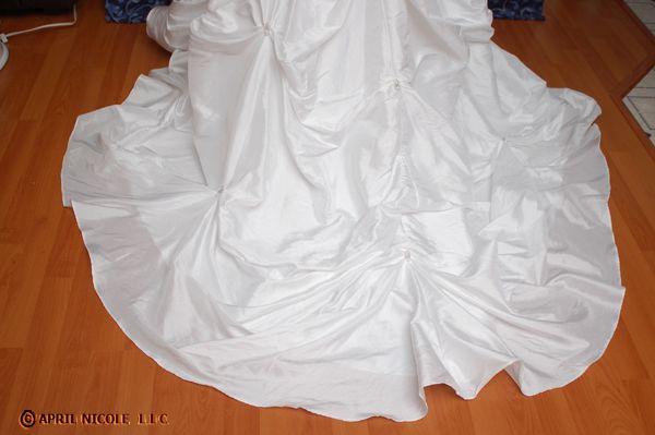   Bridal White Taffeta Laced Strapless Pick ups Wedding Dress 8  