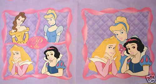 Disney PRINCESSES BELLE CINDERELLA Pillow panels Fabric  
