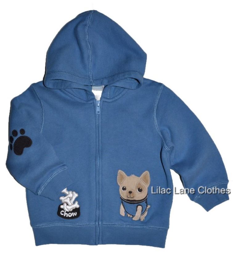 Gymboree Doggone Cute Pug Dog Puppy Blue Hoodie Shirt U Pick NWT 6 12 