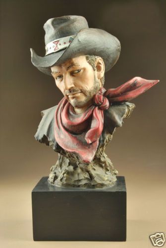 Resin Western Cowboy Bust Statue Figure 8.5High A  