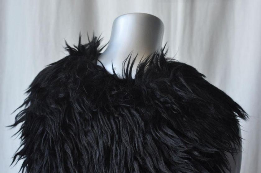 JUICY COUTURE*BIRD*Black Faux Furry Cape Vest NEW S  
