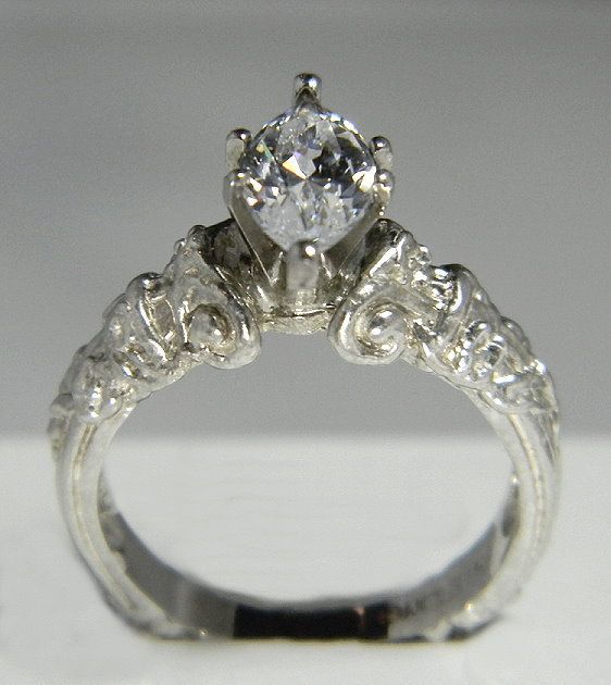 00 CT MARQUISE CUT ANTIQUE CARVED SOLITAIRE ENGAGEMENT RING SOLID 
