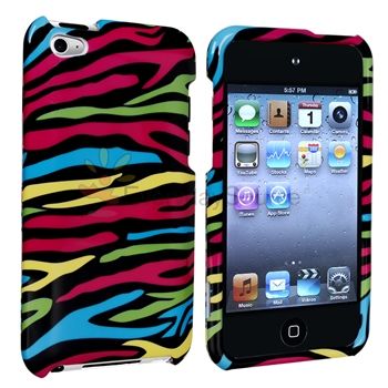 For iPod Touch 4 4th Gen 4G Colorful Leopard+Colorful Zebra Hard Case 