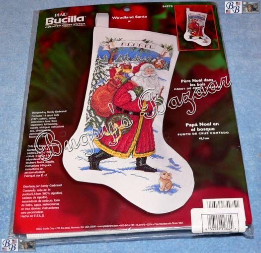 Bucilla WOODLAND SANTA Counted Cross Stitch Christmas Stocking Kit   S 