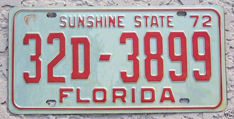 choice 1972 Florida License Plate Tag  